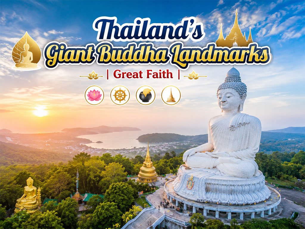 Grandi Statue del Buddha in tutta la Thailandia